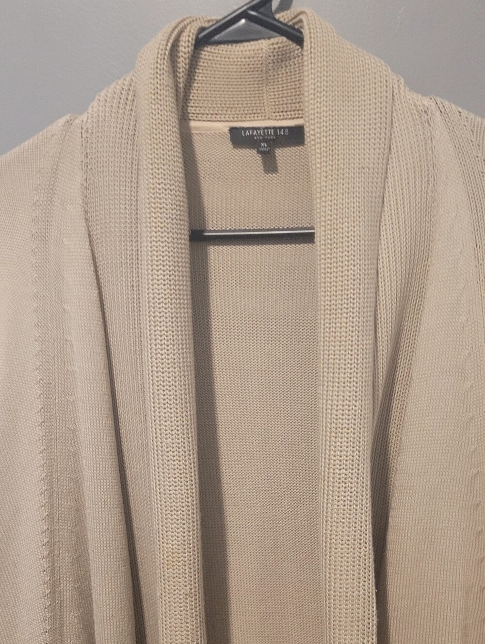 Lafayette 148 New York Cream Open-Front Knit Cardigan Sz Xl - Picture 4 of 5